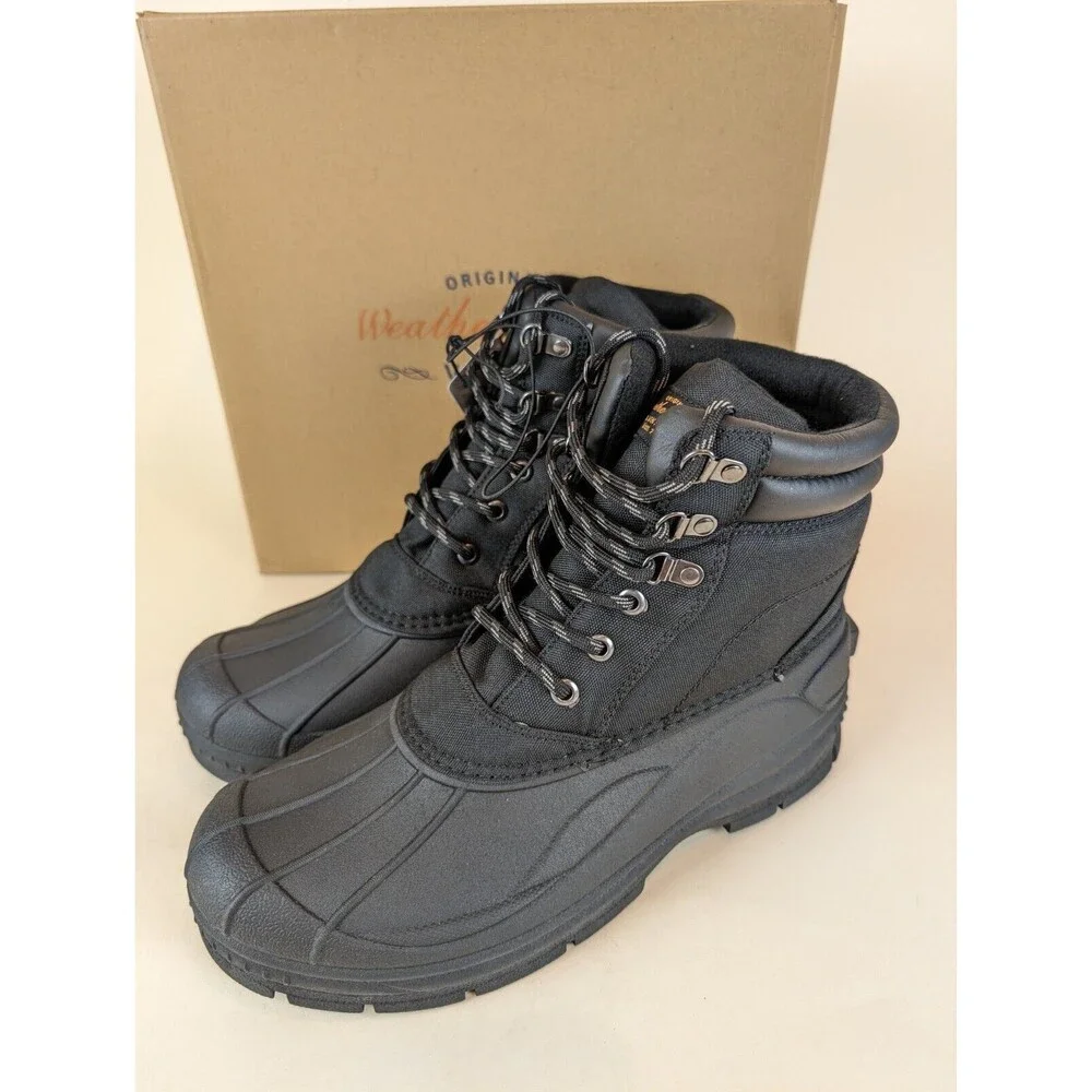Weatherproof Vintage Joe Duck Boots Mens 9 M Black Lace Up Outdoor Shoes MWB